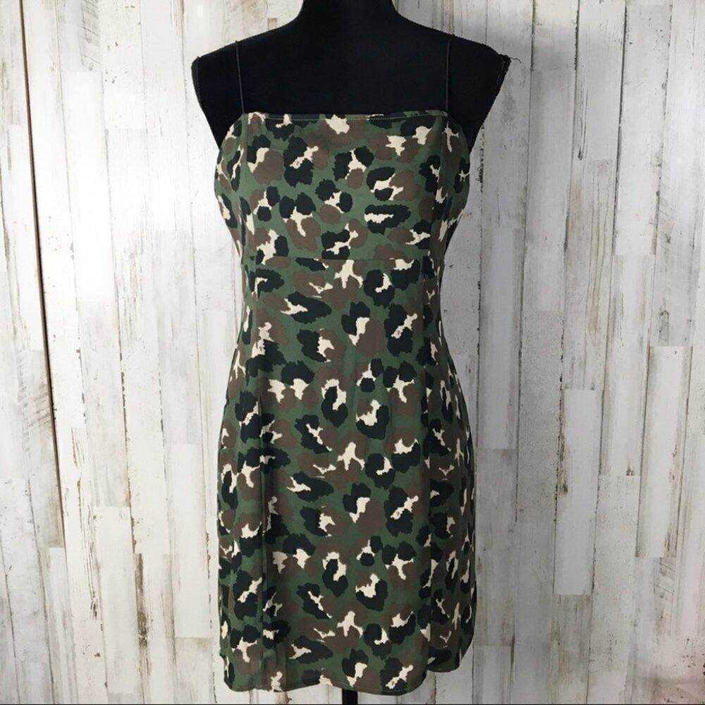 Wild Honey Camo Print Sleeveless Dress Green NWT v6x